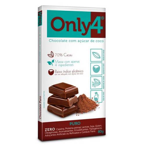 Chocolate Puro Cacau Sem Lactose Sem Glúten Vegano Only4 80g é bom? Vale a pena?