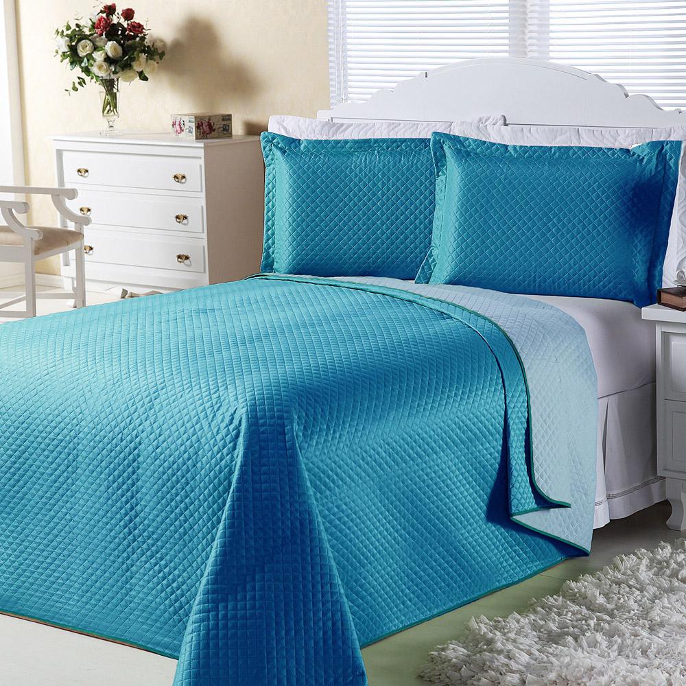 Cobre-leito Dual Color Casal com 2 Porta-travesseiros Azul Turqueza e Azul Claro Orb é bom? Vale a pena?