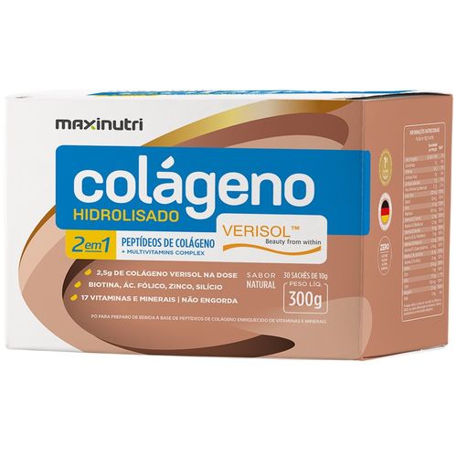 Colágeno Hidrolisado 2 em 1 Verisol® Maxinutri 300g - 30 Sachês de 10g - Sabor Natural é bom? Vale a pena?