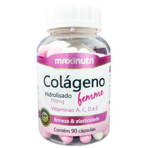 Colágeno Hidrolisado Femme + (Vitaminas A, C, D, E) Maxinutri 750mg C/ 90 Cápsulas é bom? Vale a pena?