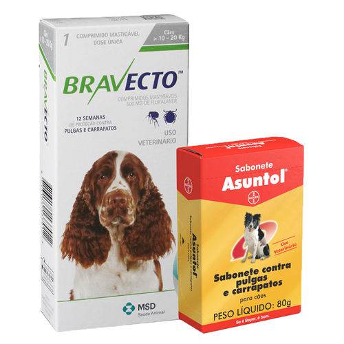 Combo Bravecto Remédio para Carrapato e Pulga em Cachorro 10 a 20kg 500mg e Sabonete Asuntol 80g - Bayer é bom? Vale a pena?