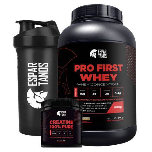Combo Pro First Whey Protein Concentrate + Creatina + Shaker é bom? Vale a pena?