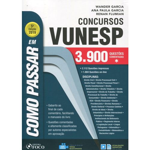 Como Passar em Concursos da Vunesp - 3900 Questões - 5ª Edição (2019) é bom? Vale a pena?