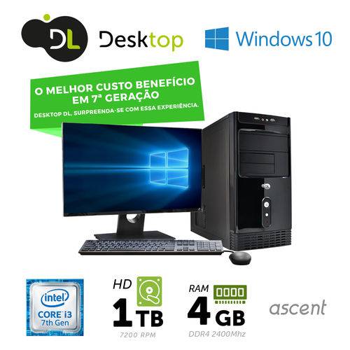Computador DL Ascent - Intel Core I3 4GB/1TB USB3.0 Windows 10 SL+ Monitor 19,5" Mouse e Teclado é bom? Vale a pena?