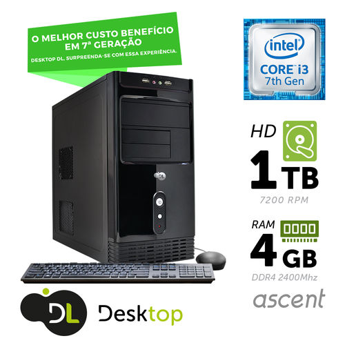 Computador DL Ascent - Intel Core I3 4GB HD 1TB USB3.0 Linux + Mouse e Teclado é bom? Vale a pena?