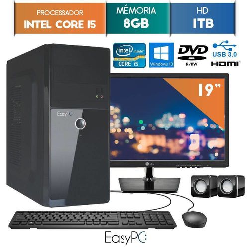 Computador EasyPC Intel Core I5 8GB HD 1TB DVD Monitor 19.5 LG 20M37A Windows 10 é bom? Vale a pena?