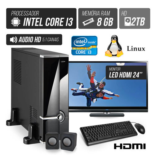 Computador Flex Computer Dynamic Intel Core I3 8GB DDR3 HD 2TB HDMI Áudio 5,1 Monitor LED 24 SLIM é bom? Vale a pena?