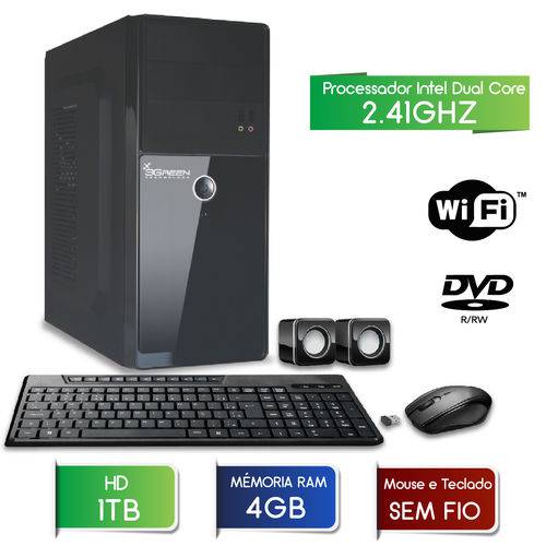 Computador 3GREEN Fast Intel Dual Core 2.41GHZ 4GB HD 1TB Wifi USB 3.0 DVD Mouse Teclado Sem Fio é bom? Vale a pena?