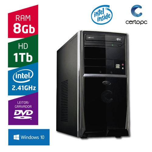Computador Intel Dual Core 2.41GHz 8GB HD 1TB DVD com Windows 10 Certo PC FIT 078 é bom? Vale a pena?