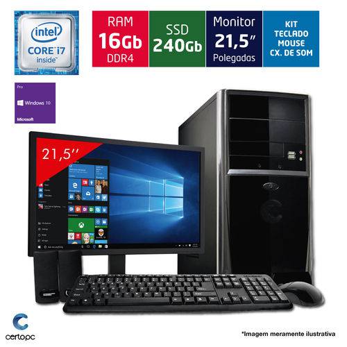 Computador + Monitor 21,5’’ Intel Core I7 16GB SSD 240GB Certo PC Desempenho é bom? Vale a pena?