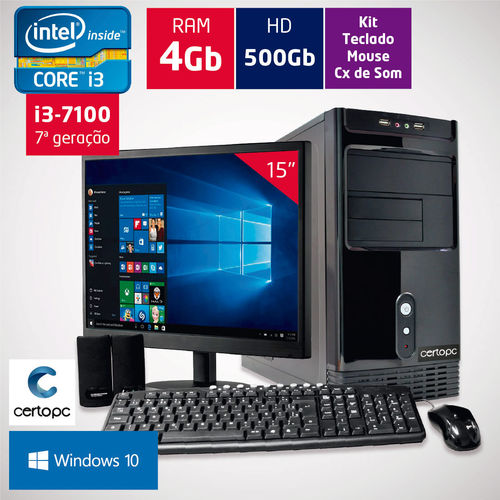 Computador + Monitor 15’’ Intel Core I3 7ª Geração 4gb Hd 500gb com Windows 10 Certo Pc Smart 010 é bom? Vale a pena?