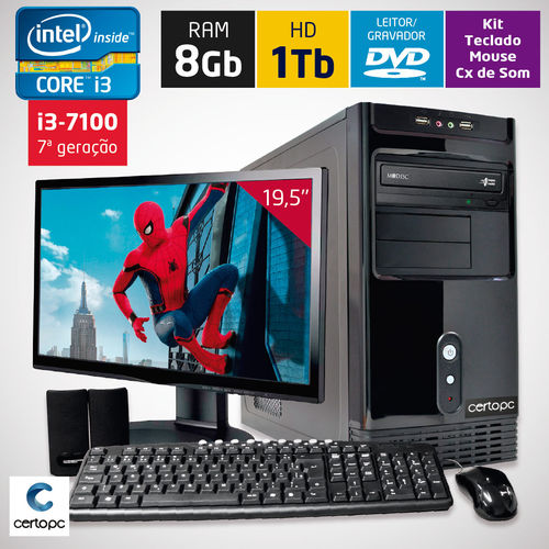 Computador + Monitor 19,5’’ Intel Core I3 7ª Geração 8gb Hd 1tb Dvd Certo Pc Smart 039 é bom? Vale a pena?