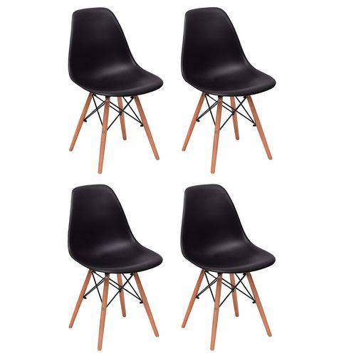 Conjunto 4 Cadeiras Charles Eames Eiffel Wood Base Madeira - Magazine Decor - Preta é bom? Vale a pena?