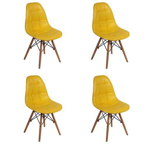 Conjunto 4 Cadeiras Dkr Charles Eames Wood Estofada Botonê - Amarela é bom? Vale a pena?