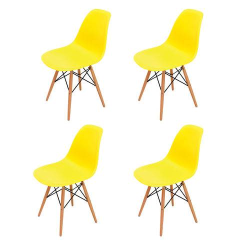 Conjunto 4 Cadeiras Eiffel Eames DSW Base Madeira Amarela é bom? Vale a pena?