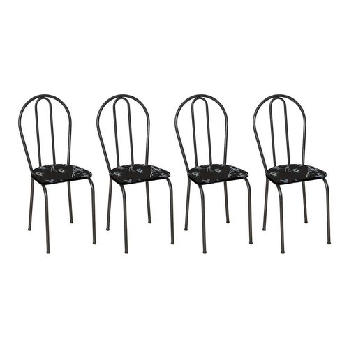 Conjunto 4 Cadeiras Hécate Cromo Preto e Preto Flor é bom? Vale a pena?