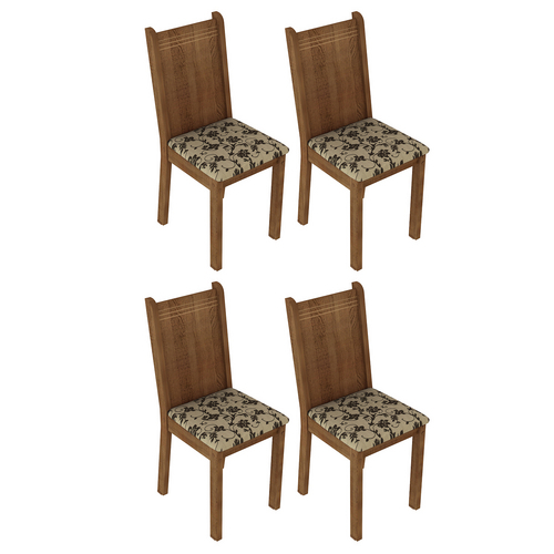 Conjunto 4 Cadeiras Lucy Madesa Rustic/Floral Bege/Marrom é bom? Vale a pena?