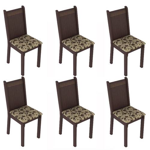 Conjunto 6 Cadeiras Lucy Madesa Tabaco/Floral Bege/Marrom é bom? Vale a pena?