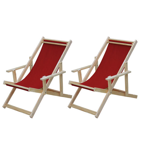 Conjunto 2 Cadeiras Espreguiçadeira Dobrável Madeira Maciça Natural com Tecido Vermelho - Móveis Brasil é bom? Vale a pena?