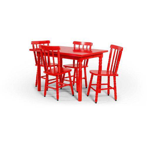 Conjunto de Mesa 110x80 Mônaco com 4 Cadeiras Assento Pequeno - Vermelho - BTB Móveis é bom? Vale a pena?