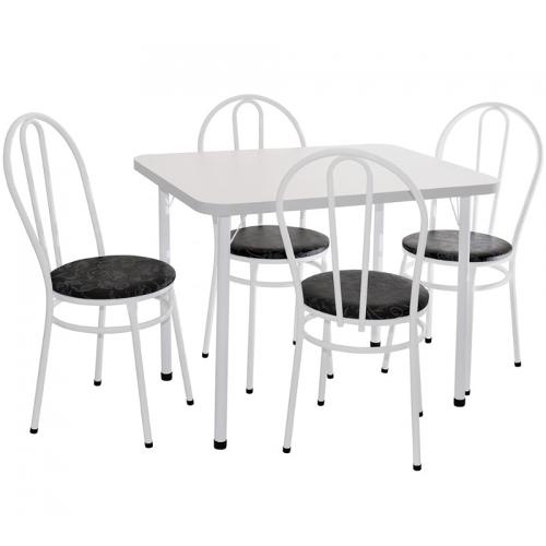 Conjunto de Mesa 4 Cadeiras Branco Preto Floral Mobile é bom? Vale a pena?
