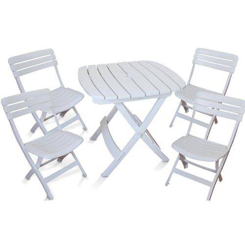 Conjunto de Mesa e 4 Cadeiras Plásticas Dobrável Branca - Antares é bom? Vale a pena?