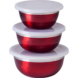 Conjunto de Potes Inox 3 Peças Vermelho Metalizado com Tampa - La Cuisine é bom? Vale a pena?