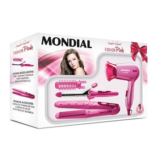 Conjunto Especial Escova Modeladora + Secador + Prancha Alisadora Fashion Pink Bivolt Mondial é bom? Vale a pena?