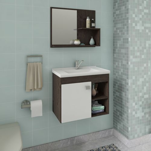 Conjunto Gabinete de Banheiro Suspenso Lotus com Espelheira - Café/branco - Mgm Móveis é bom? Vale a pena?