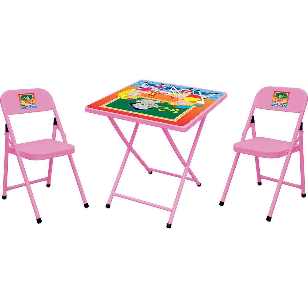 Conjunto Mesa + 2 Cadeiras Infantis Sapeca Escola Aço Rosa - Metalmix é bom? Vale a pena?