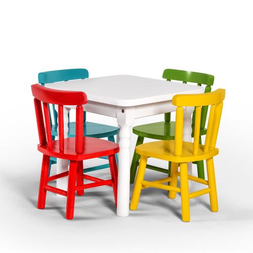 Conjunto Mesa e 4 Cadeiras Infantis em Madeira Eucalipto/Uva Japão/Tauari - Colorido é bom? Vale a pena?
