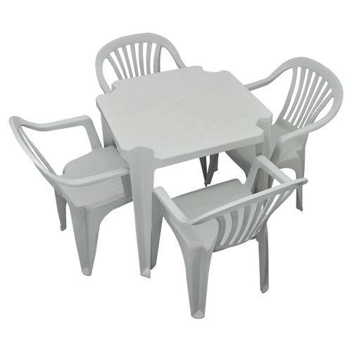 Conjunto Mesa e 4 Cadeiras Poltrona Plastico Branco é bom? Vale a pena?