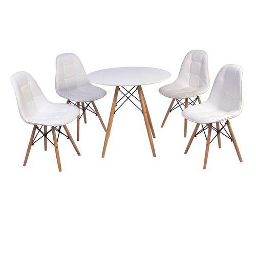 Conjunto Mesa Eiffel Branca 80cm + 4 Cadeiras Dkr Charles Eames Wood Estofada Botonê Branca é bom? Vale a pena?