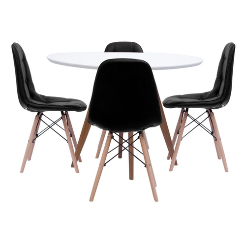 Mesa de Jantar Square Redonda Branco Fosco 90cm + 4 Cadeiras Eiffel Botonê Preta é bom? Vale a pena?