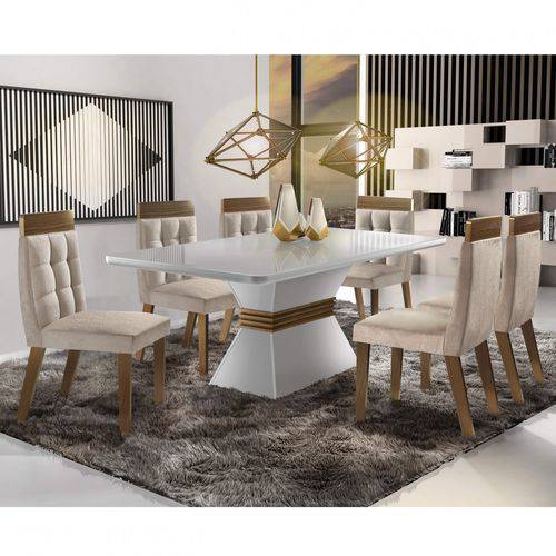Conjunto Sala de Jantar 6 Cadeiras Cronos Siena Móveis Branco/Castanho é bom? Vale a pena?