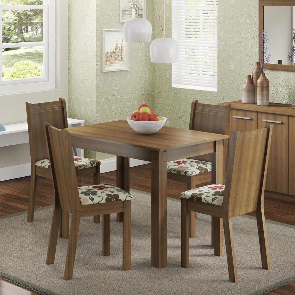 Conjunto Sala De Jantar Mesa E 4 Cadeiras Rute Madesa Rustic/ Floral Hibiscos é bom? Vale a pena?