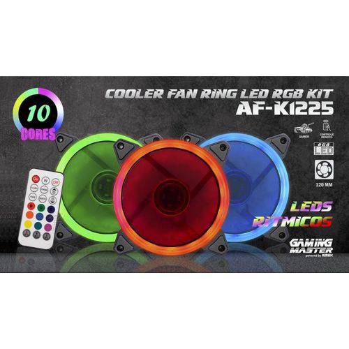 3 Cooler Fan 120mm RGB Ring LED Conforme Música com Controle Remoto Kmex AF-K1225 é bom? Vale a pena?