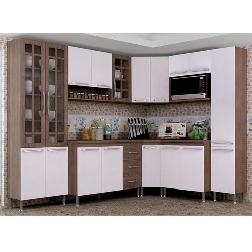 Cozinha Compacta 8 Peças Paneleiro Duplo Mery Indekes Nogal/Branco/Nogal é bom? Vale a pena?