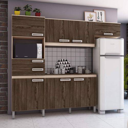Cozinha Compacta com Tampo 7 Portas 2 Gavetas Jasmine Siena Móveis Fendi/Moka é bom? Vale a pena?