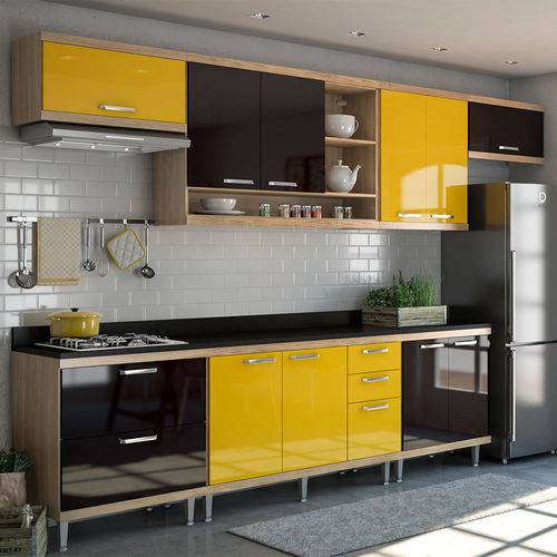 Cozinha Completa com Tampo 10 Portas 5801 Argila/Preto/Amarelo - Multimóveis é bom? Vale a pena?