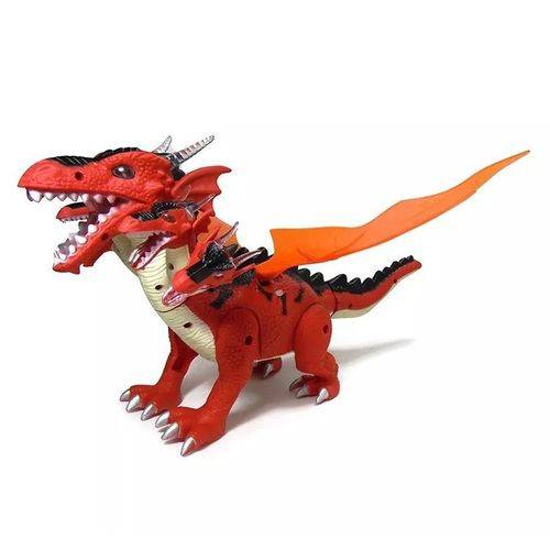 Dinossauro Dragão 5 Cabeças DM Toys Anda Luz e Som Vermelho é bom? Vale a pena?