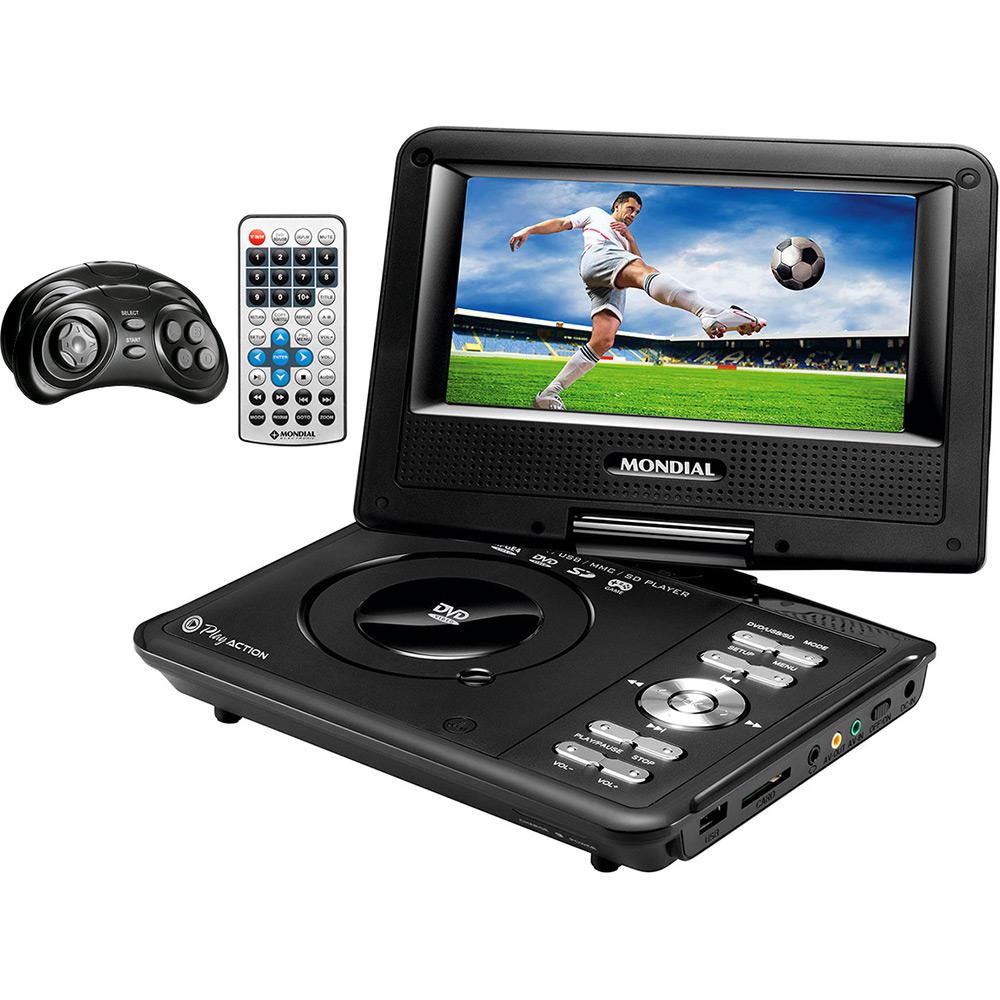 DVD Player Portátil Mondial Play Action Tela 7" Giratória com 600 jogos, Função Ripping/Copy e Suporte para Carro é bom? Vale a pena?