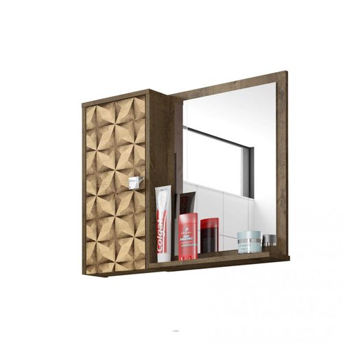 Espelheira para Banheiro 1 Porta 2 Prateleiras Gênova Móveis Bechara Madeira Rústica/3D é bom? Vale a pena?