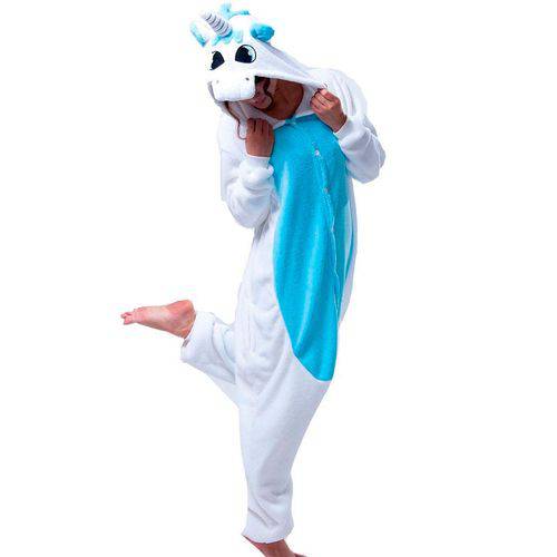Fantasia Macacão de Unicórnio Kigurumi Adulto Branco e Azul com Gorro é bom? Vale a pena?