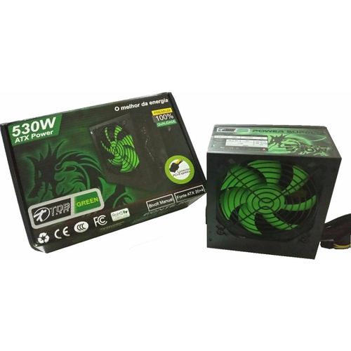 Fonte ATX 530W Real 12" TOB Gamer Dragon Green é bom? Vale a pena?