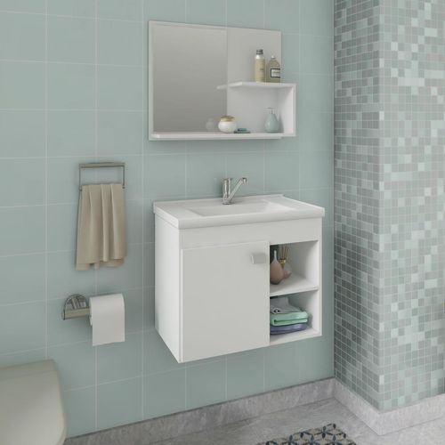 Gabinete de Banheiro 100% Mdf Lotus 55 Cm com Espelho Branco - Mgm é bom? Vale a pena?