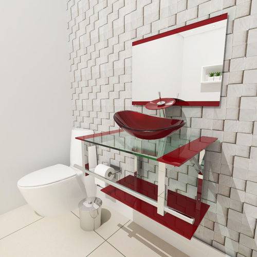 Gabinete de Vidro 60cm para Banheiro Sérvia Vermelho Cereja é bom? Vale a pena?