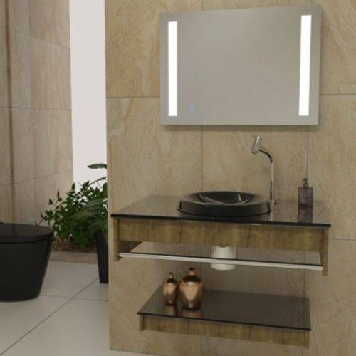 Gabinete P/ Banheiro 60cm C/ Tampo e Cuba de Vidro + Espelho LED + Válvula Click | Balcão Armário é bom? Vale a pena?