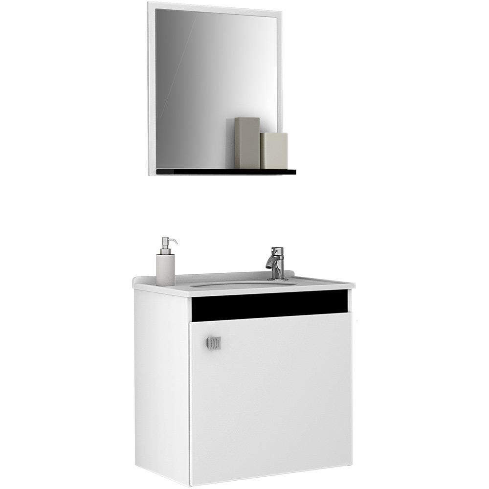 Gabinete para Banheiro com Pia e Espelheira Siena 1 Porta Branco/ Preto - Móveis Bechara é bom? Vale a pena?