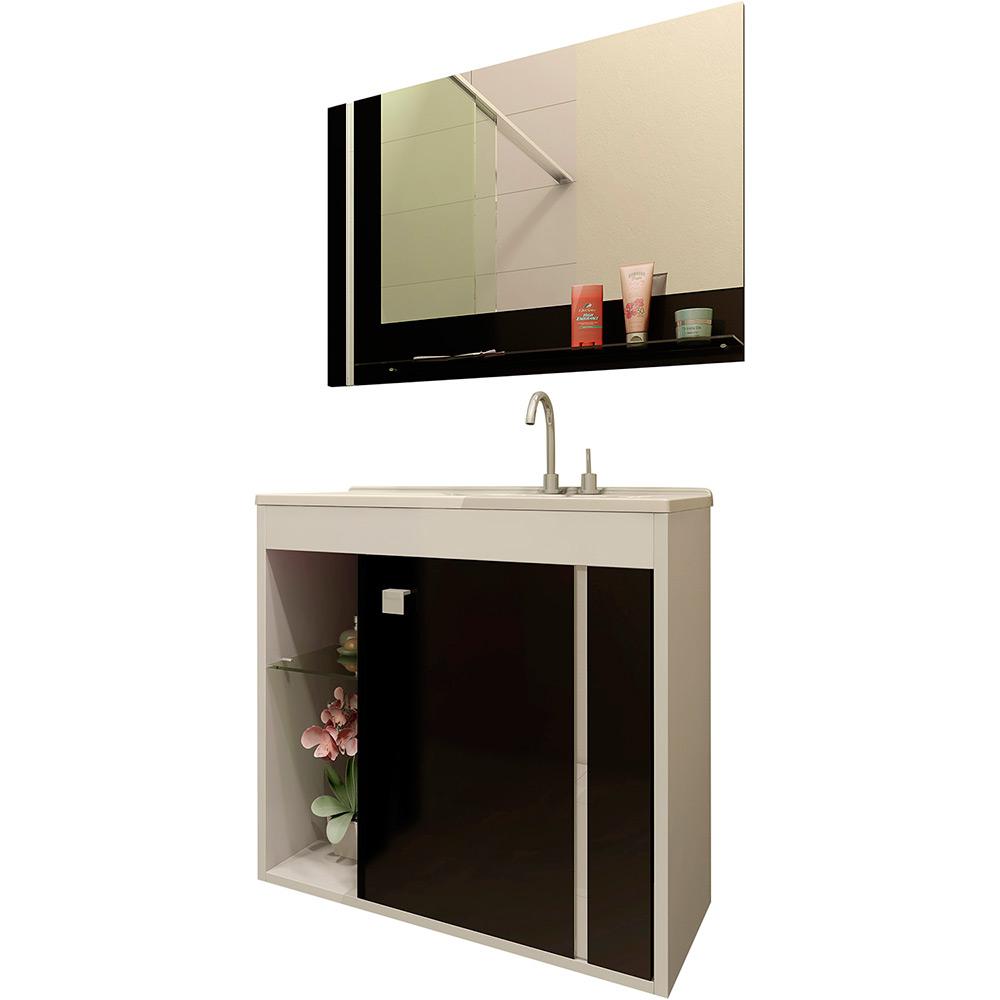 Gabinete para Banheiro com Pia e Espelheira Veneza Ii 1 Porta Branco/ Preto - Móveis Bechara é bom? Vale a pena?